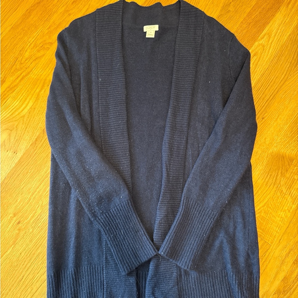 J. Crew Classic Navy Cashmere Cardigan Sweater, size small